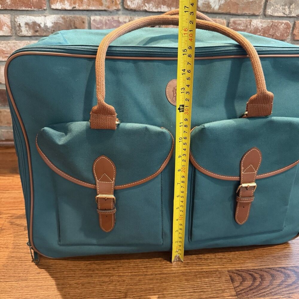 Vintage 90s Polo Ralph Lauren Green Canvas Travel Duffel Bag 24” Large Duffle - Picture 3 of 11